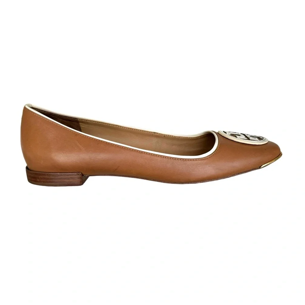 Tory Burch Chelsea Flats Leather Interlocking Double T Logo Ballet Flat Shoes